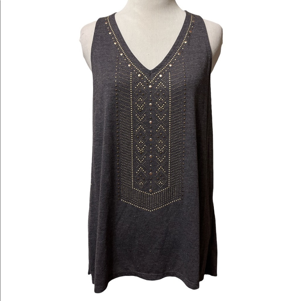Knox Rose gray tank with gold rivets and gold flecks throughout